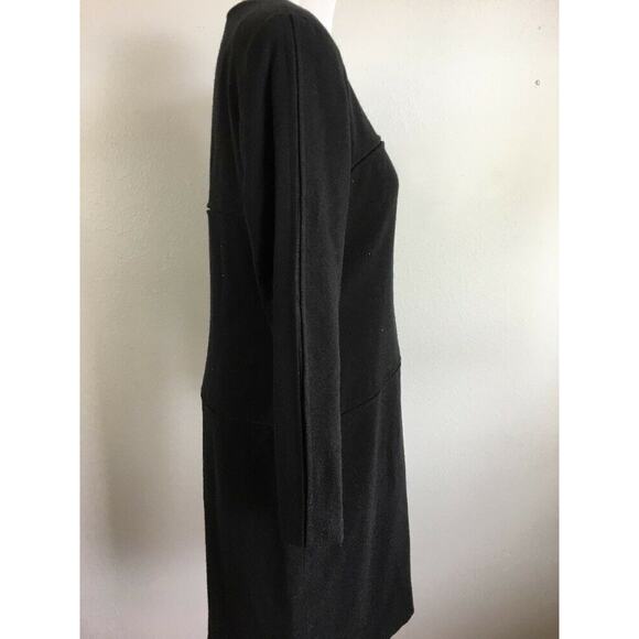 Vintage Travilla Womens Shift Dress 10 Black Mod Cocktail Rhinestone Long Sleeve - Picture 6 of 8